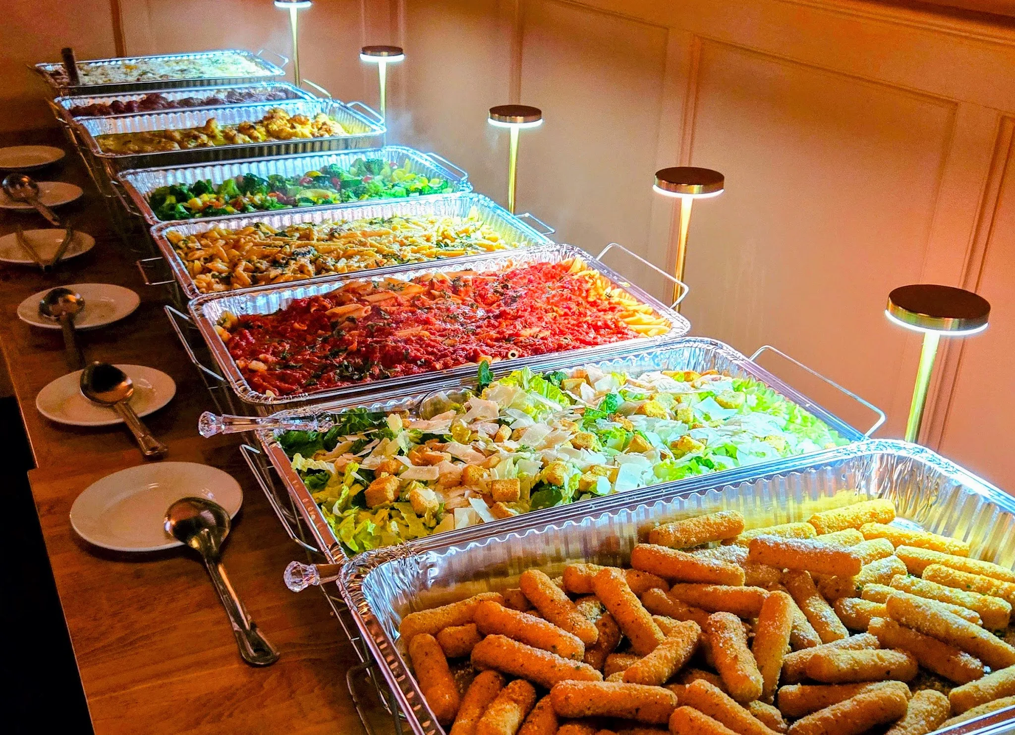 Italian party catering spread by Sole Mio Boynton Beach